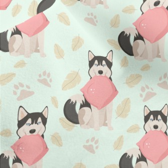 Husky Holding Pillow Micro Fleece
