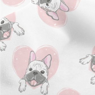 Hand Drawn Pug And Love Heart Micro Fleece