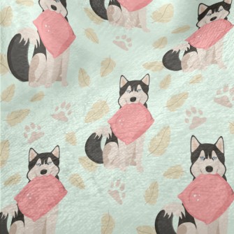 Husky Holding Pillow Minky