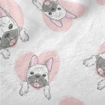 Hand Drawn Pug And Love Heart Minky