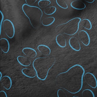Blue Line Dog Paw Print Minky