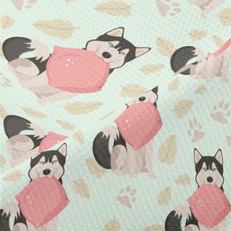 Husky Holding Pillow Piqué