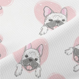 Hand Drawn Pug And Love Heart Piqué