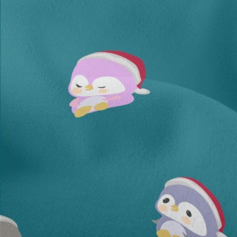 Colorful Christmas Penguin Lightweight Performance Linen