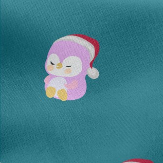 Colorful Christmas Penguin Jersey Backed Fleece