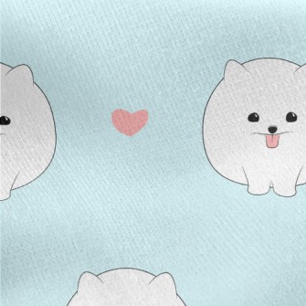 Cute White Pomeranian Jersey Backed Fleece