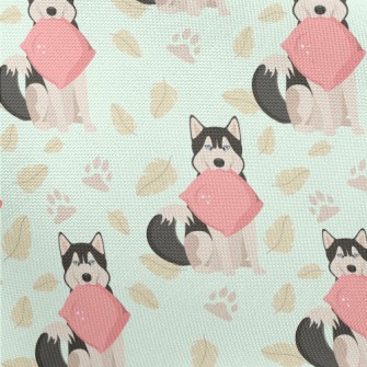 Husky Holding Pillow Pongee