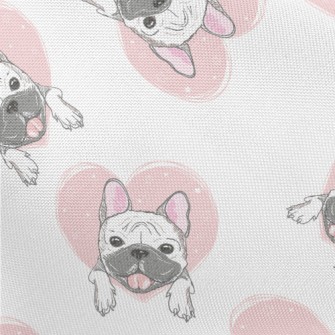 Hand Drawn Pug And Love Heart Pongee