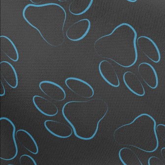 Blue Line Dog Paw Print Pongee