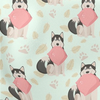 Husky Holding Pillow Lightweight Cotton Poplin