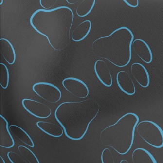 Blue Line Dog Paw Print Lightweight Cotton Poplin