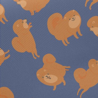 Cartoon Brown Pomeranian Midweight Cotton Poplin