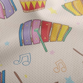 Xylophone And Colorful Drums Athletic Mesh Flat Back