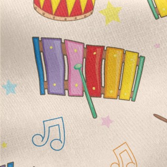 Xylophone And Colorful Drums Jersey Backed Fleece