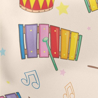 Xylophone And Colorful Drums Lightweight Cotton Poplin