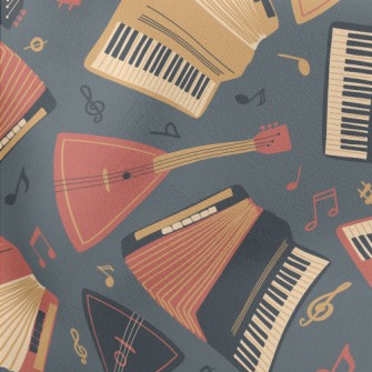Accordion And Guitar Lightweight Cotton Poplin