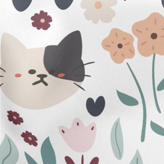 Big-headed Cat Visiting The Ga Lightweight Cotton Poplin