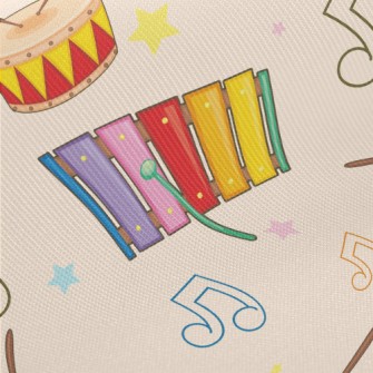 Xylophone And Colorful Drums Midweight Cotton Poplin