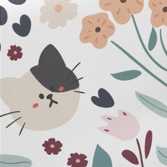 Big-headed Cat Visiting The Ga Midweight Cotton Poplin