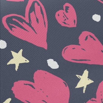 Graffiti Style Hearts Midweight Cotton Poplin
