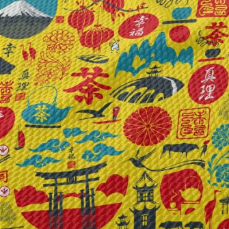 Japanese Cultural Pattern Birdseye Piqué