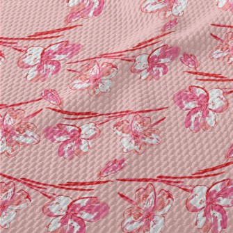 Hand Drawn Cherry Blossom Dood Birdseye Piqué