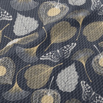 Ginkgo Leaf And Maple Leaf Birdseye Piqué