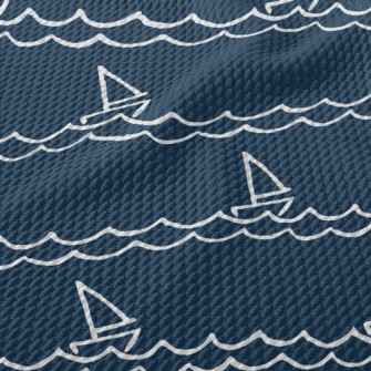 Sailboat And Waves Birdseye Piqué
