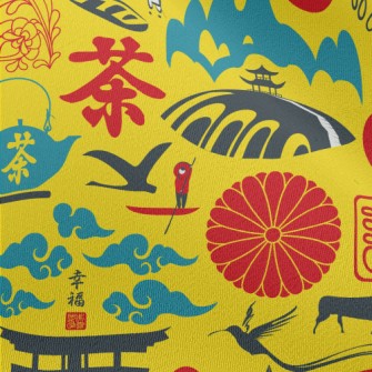 Japanese Cultural Pattern Chiffon