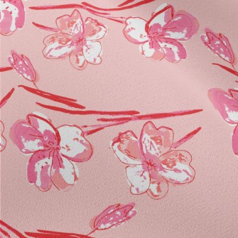 Hand Drawn Cherry Blossom Dood Chiffon