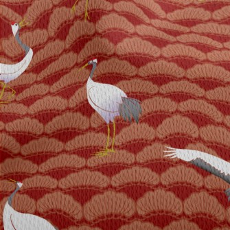 Japanese Crane Pattern Athletic Mesh Flat Back