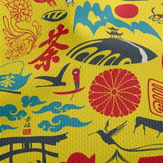 Japanese Cultural Pattern Athletic Mesh Flat Back