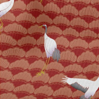 Japanese Crane Pattern Terry