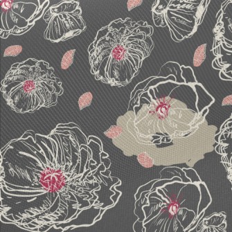 Abstract Hand Drawn Bouquet Twill