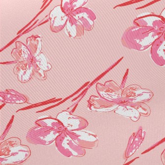Hand Drawn Cherry Blossom Dood Twill