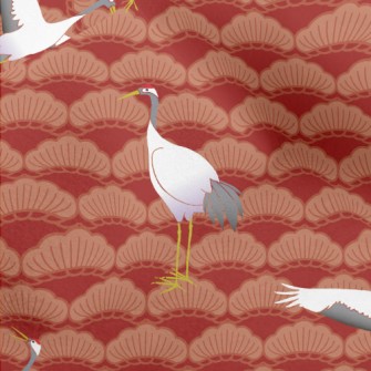 Japanese Crane Pattern Micro Fleece