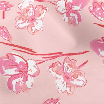 Hand Drawn Cherry Blossom Dood Micro Fleece