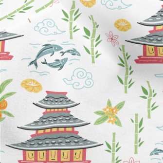 Japanese Pagoda Elements Micro Fleece