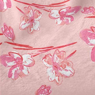 Hand Drawn Cherry Blossom Dood Minky