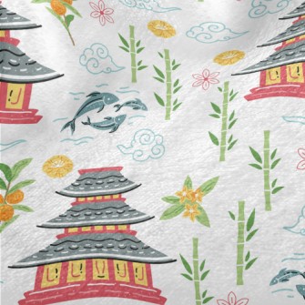 Japanese Pagoda Elements Minky