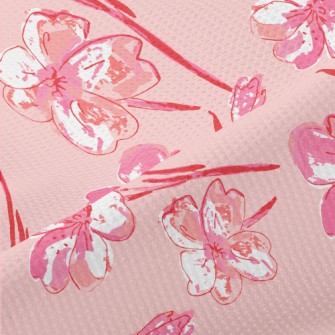 Hand Drawn Cherry Blossom Dood Piqué