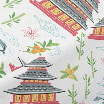 Japanese Pagoda Elements Piqué