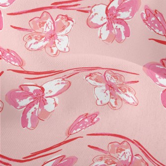 Hand Drawn Cherry Blossom Dood Lightweight Performance Linen