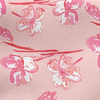 Hand Drawn Cherry Blossom Dood Jersey Backed Fleece