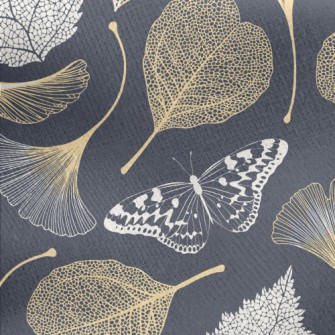 Ginkgo Leaf And Maple Leaf Jersey Backed Fleece