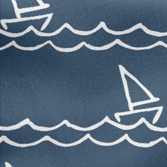 Sailboat And Waves Jersey Backed Fleece