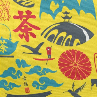 Japanese Cultural Pattern Pongee