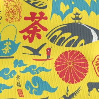 Japanese Cultural Pattern Stretch Jersey