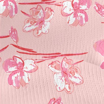 Hand Drawn Cherry Blossom Dood Stretch Jersey