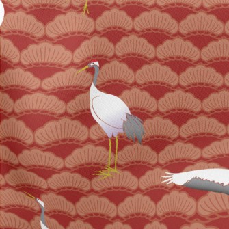Japanese Crane Pattern Lightweight Cotton Poplin